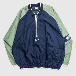 Vintage NIKE Colorblock Windbreaker Size Large 80s/90s Navy Blue Sage Green